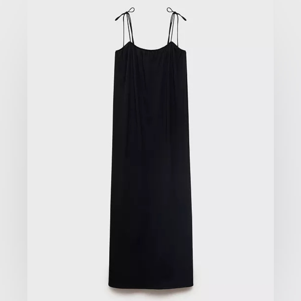 55 Linen Black Maxi Dress 6 MNG Linen Blend Sleeveless Mango